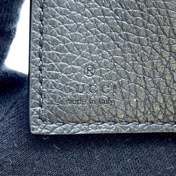 Gucci Logo Mini Embossed Trifold Compact Wallet Black - Picture 9 of 9